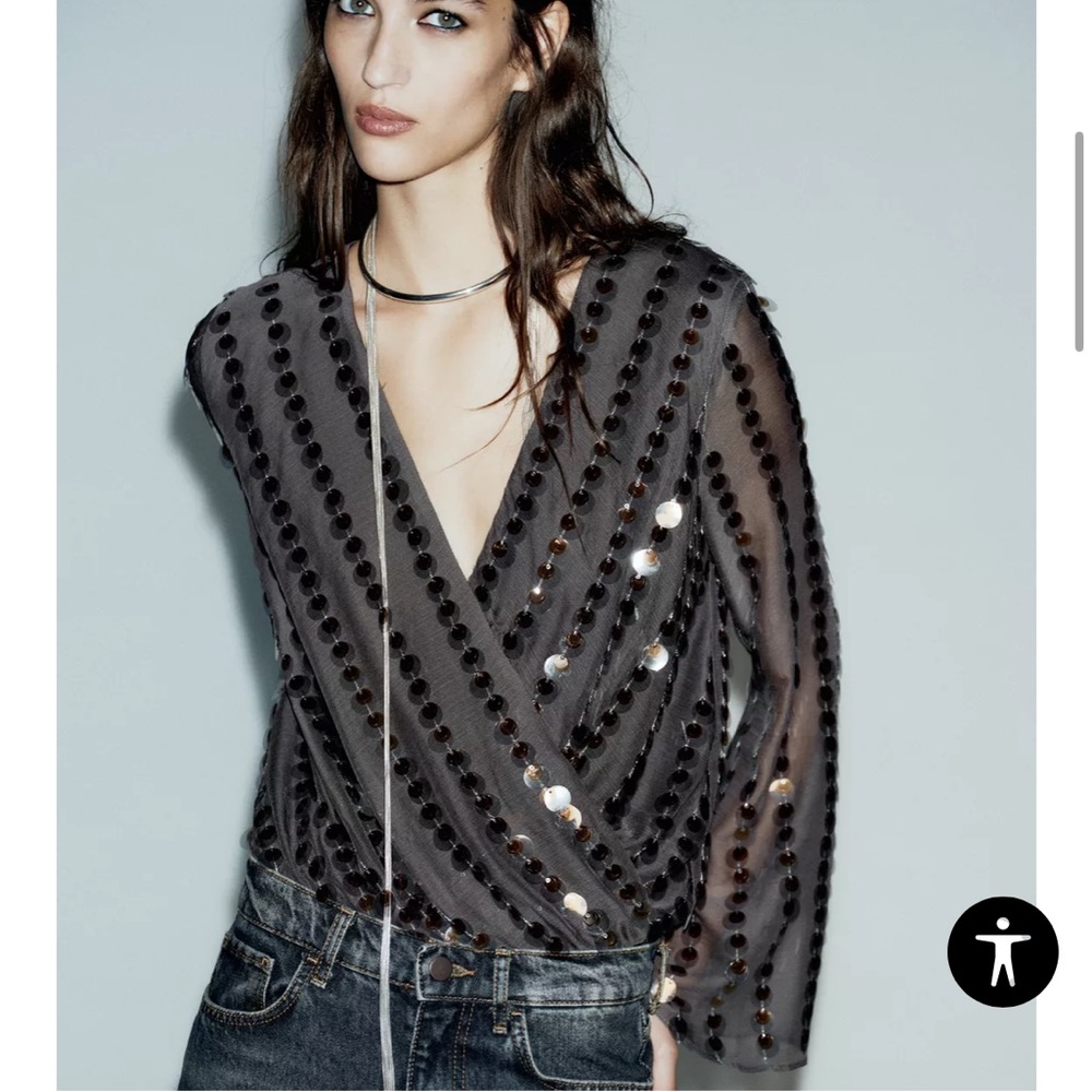 Zara sequin body suit NWT